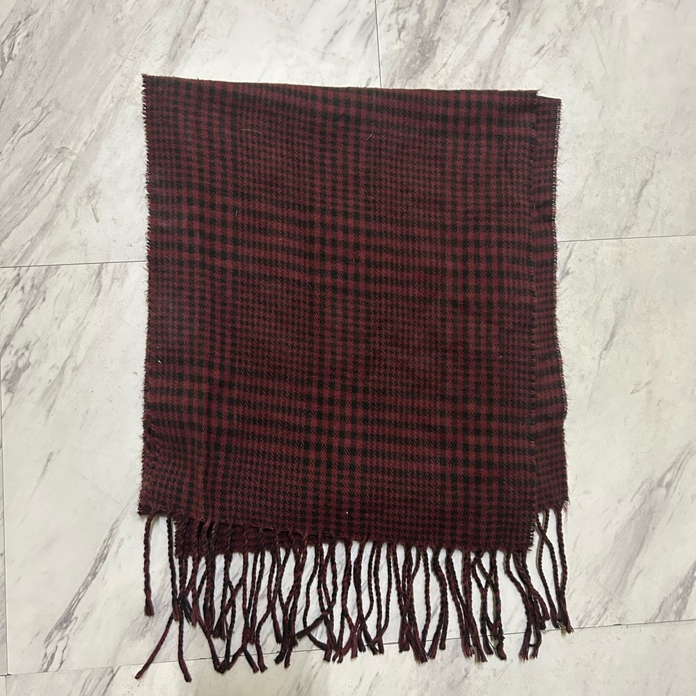 Vintage Christian Dior red & black plaid tasseled, scarf made in Italy #luxury